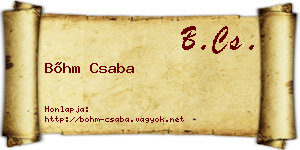 Bőhm Csaba névjegykártya